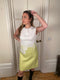 ARCHIVE: 1960s White and Lime Green Linen Dress with Embroidery