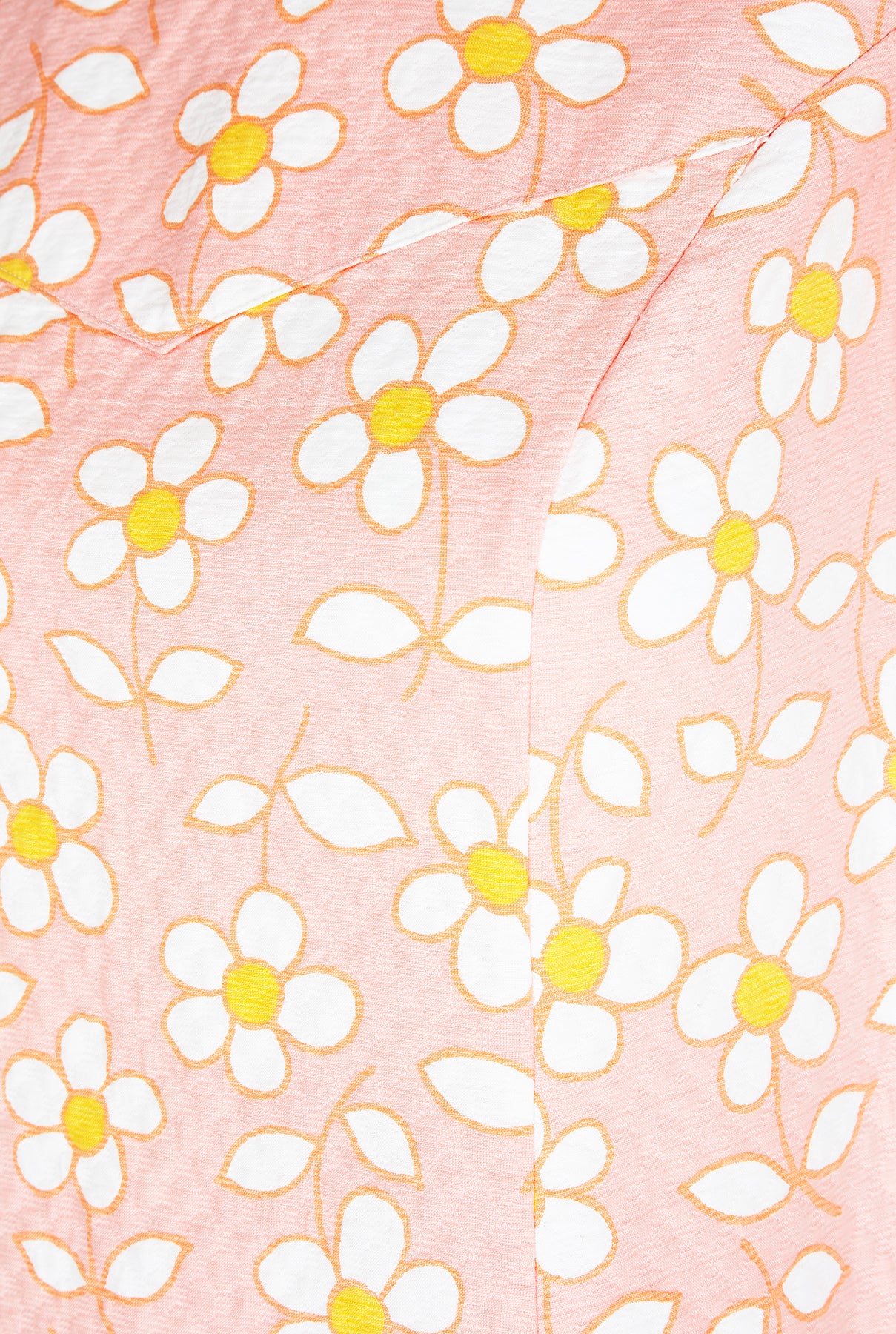 1960s A-Line Daisy Print Pink Dress