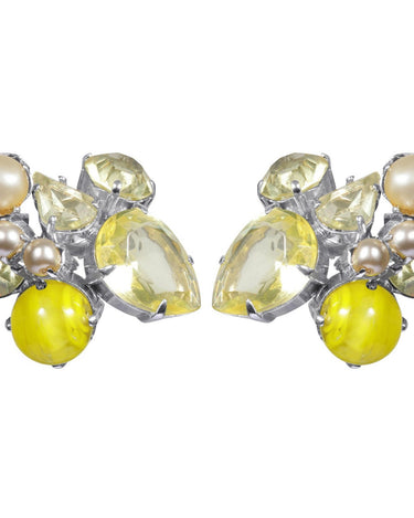 1961 Christian Dior Yellow and Pearl Cluster Earrings