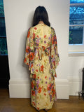 1970s Angel Sleeve Poppy Print Cotton Maxi Dress