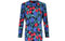 1970s Blue and Red Rose Print Silk Jersey Dress