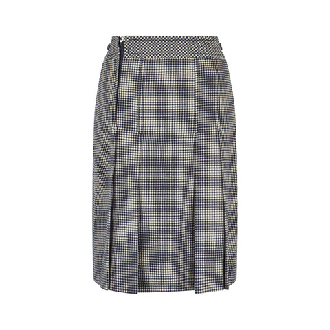 ARCHIVE - 1970s Celine Navy and Cream Cheque Box Pleat Skirt