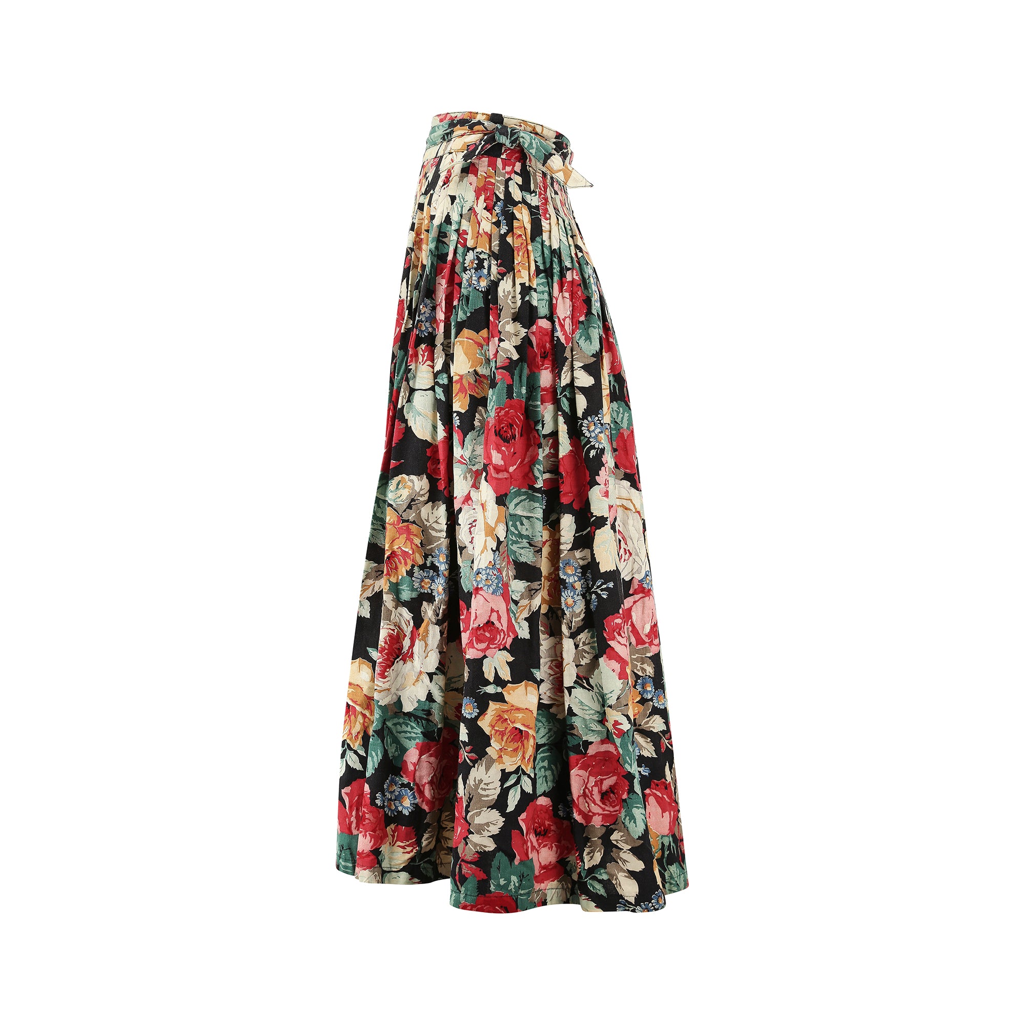 1980s Christian Aujard Floral Cotton Country Print Skirt