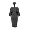 1970s Christian Dior Black and Silver Lame Skirt Suit (4 pieces)