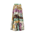 1970s Cotton Patchwork Skirt with Deep Flounce