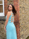 1970s Documented Courreges Turquoise Maxi Dress