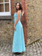 1970s Documented Courreges Turquoise Maxi Dress