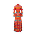 1970s Floral Striped Shirtwaister Maxi Dress