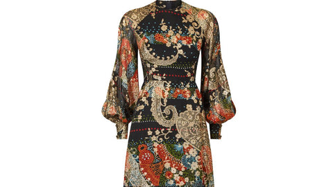 ARCHIVE: 1970s French Couture Silk Paisley and Gold Lame Maxi Dress