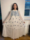 1970s Gina Fratini White and Blue Floral Cotton Maxi Dress