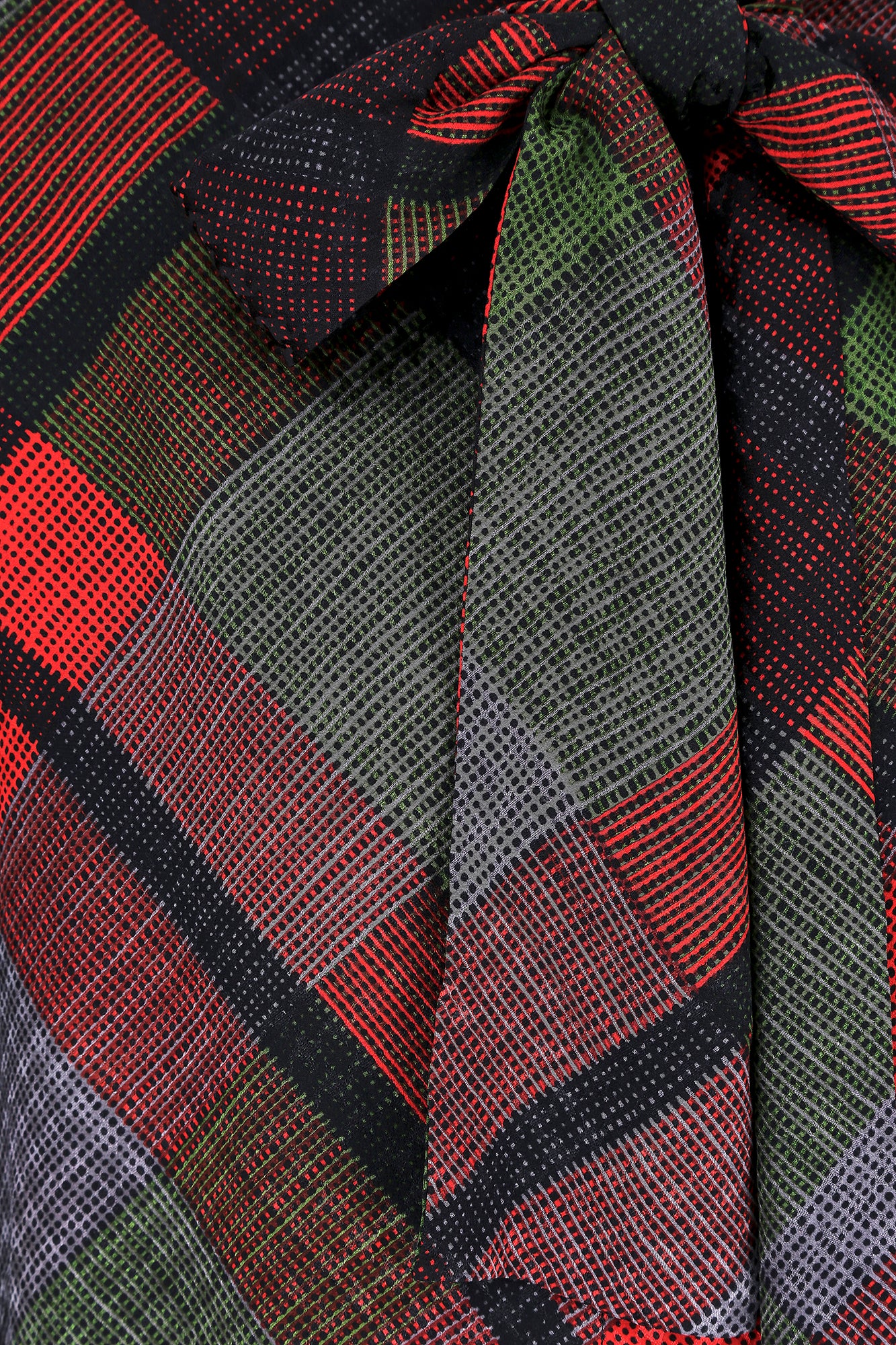 1970s Givenchy Novelle Boutique Red and Green Plaid Blouse