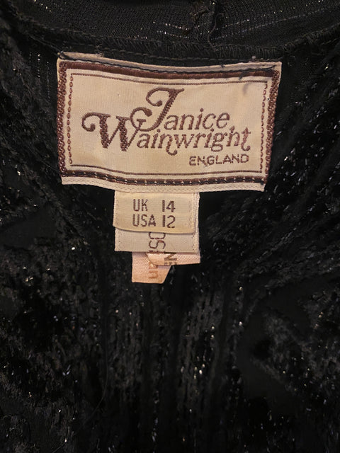 1970s Janice Wainwright Jersey and Burnout Velvet Flapper Dress