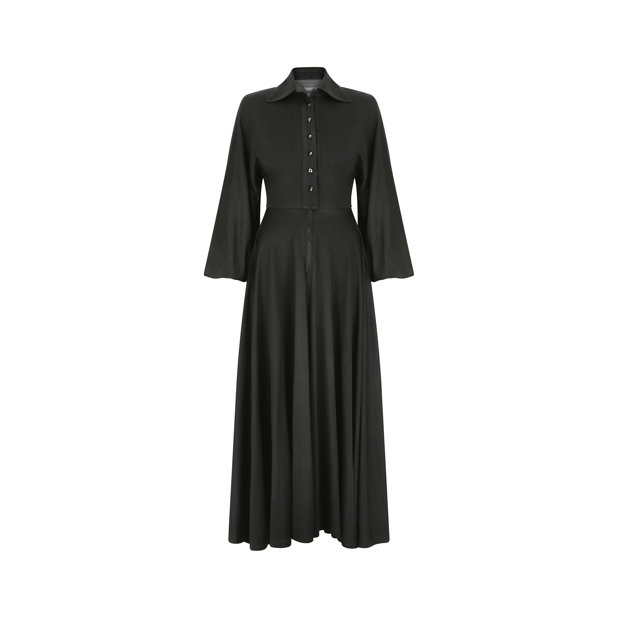 1970s Documented Jean Varon Black Spider Cobweb Dress