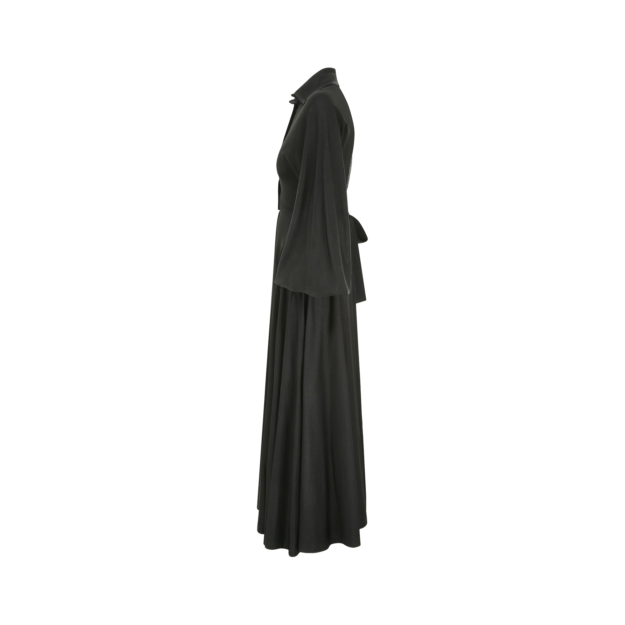 1970s Documented Jean Varon Black Spider Cobweb Dress