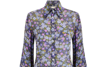 ARCHIVE - 1970s Jeff Banks Floral Dagger Collar Blouse