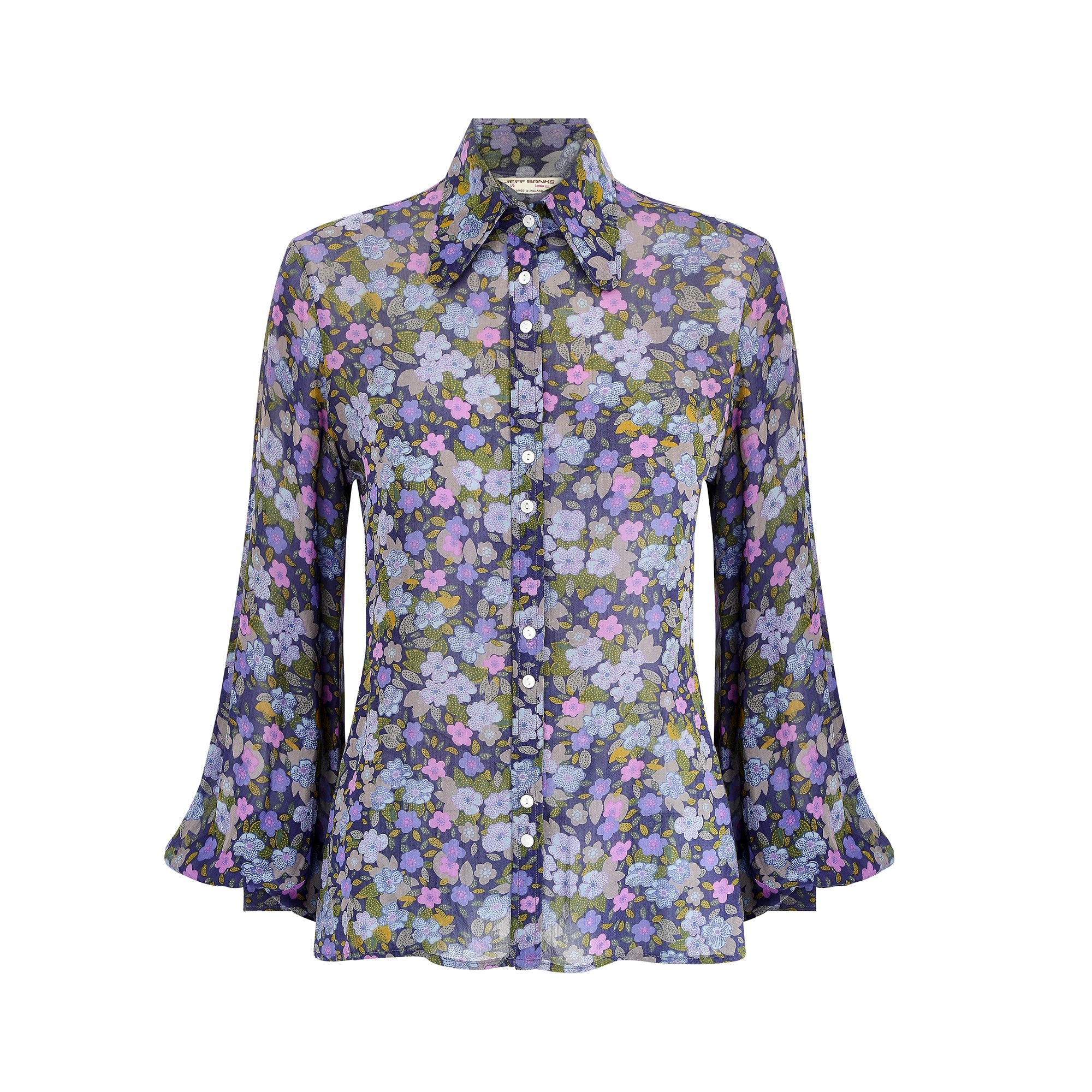 ARCHIVE - 1970s Jeff Banks Floral Dagger Collar Blouse