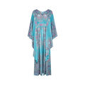 1970s John Neville Turquoise Paisley Print Maxi Dress