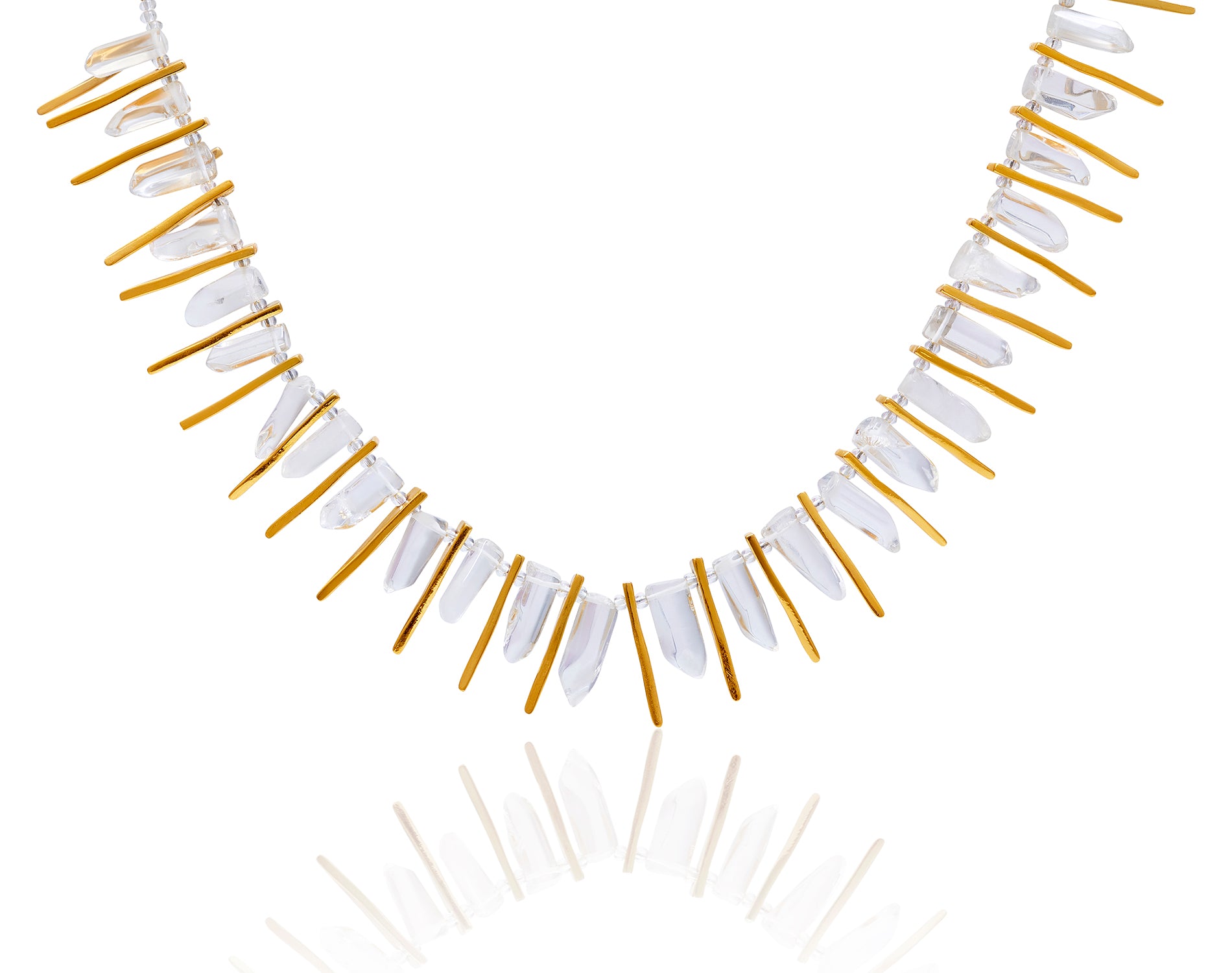 1990s Kenneth Jay Lane Gold and Crystal Statement Necklace