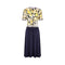 1970s Leonard Floral and Navy Silk Jersey Dress