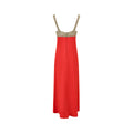 1970s Loris Azzaro Gold Chain and Red Crepe Maxi Dress