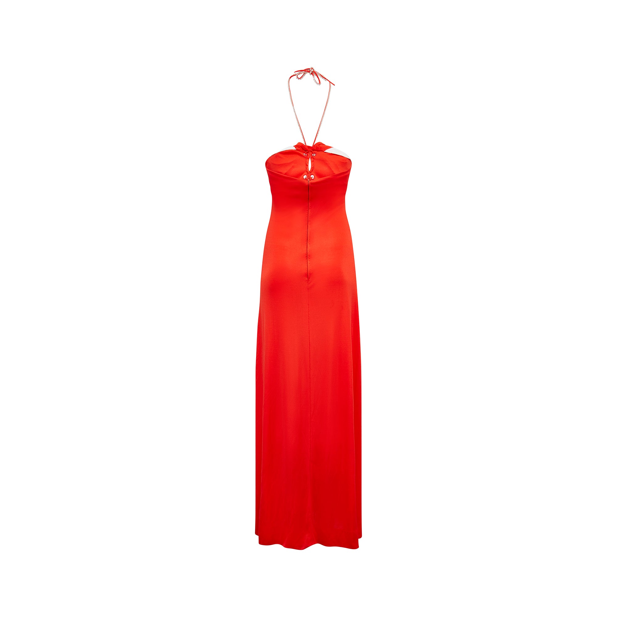 1970s Loris Azzaro Red Keyhole Halterneck Dress