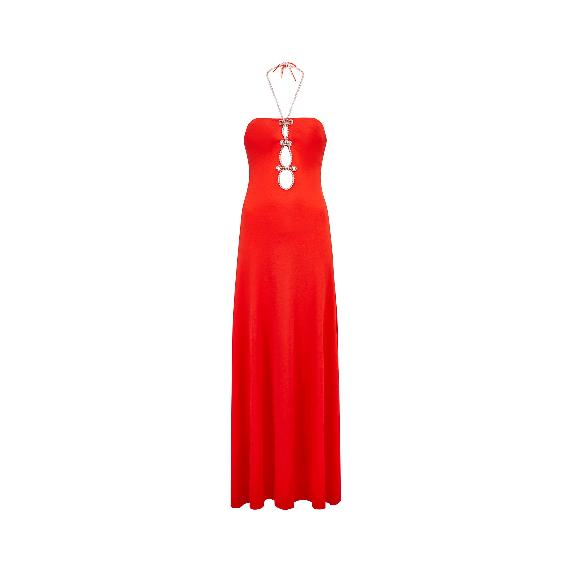 1970s Loris Azzaro Red Keyhole Halterneck Dress