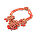 1990s Stanley Hagler Faux Coral Earring and Necklace Set