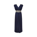 1970s French Couture Navy Jersey Embellished Grecian Dress