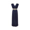 1970s French Couture Navy Jersey Embellished Grecian Dress
