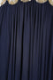 1970s French Couture Navy Jersey Embellished Grecian Dress
