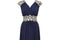 1970s French Couture Navy Jersey Embellished Grecian Dress