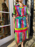 ARCHIVE - 1970s Ralph Colourful Jersey Print Dress with Belt