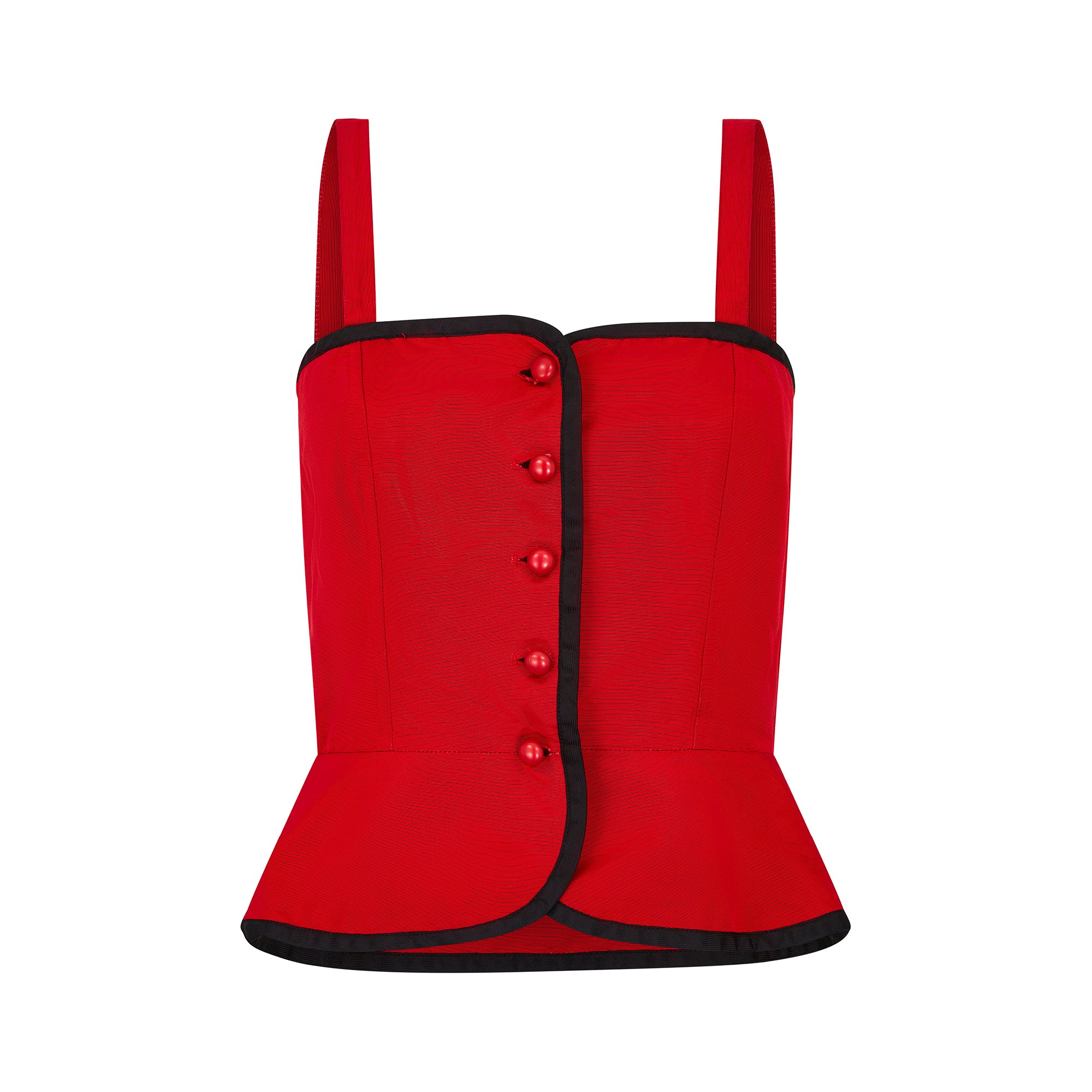 ARCHIVE - 1970s Yves Saint Laurent Red Faille Corset Top