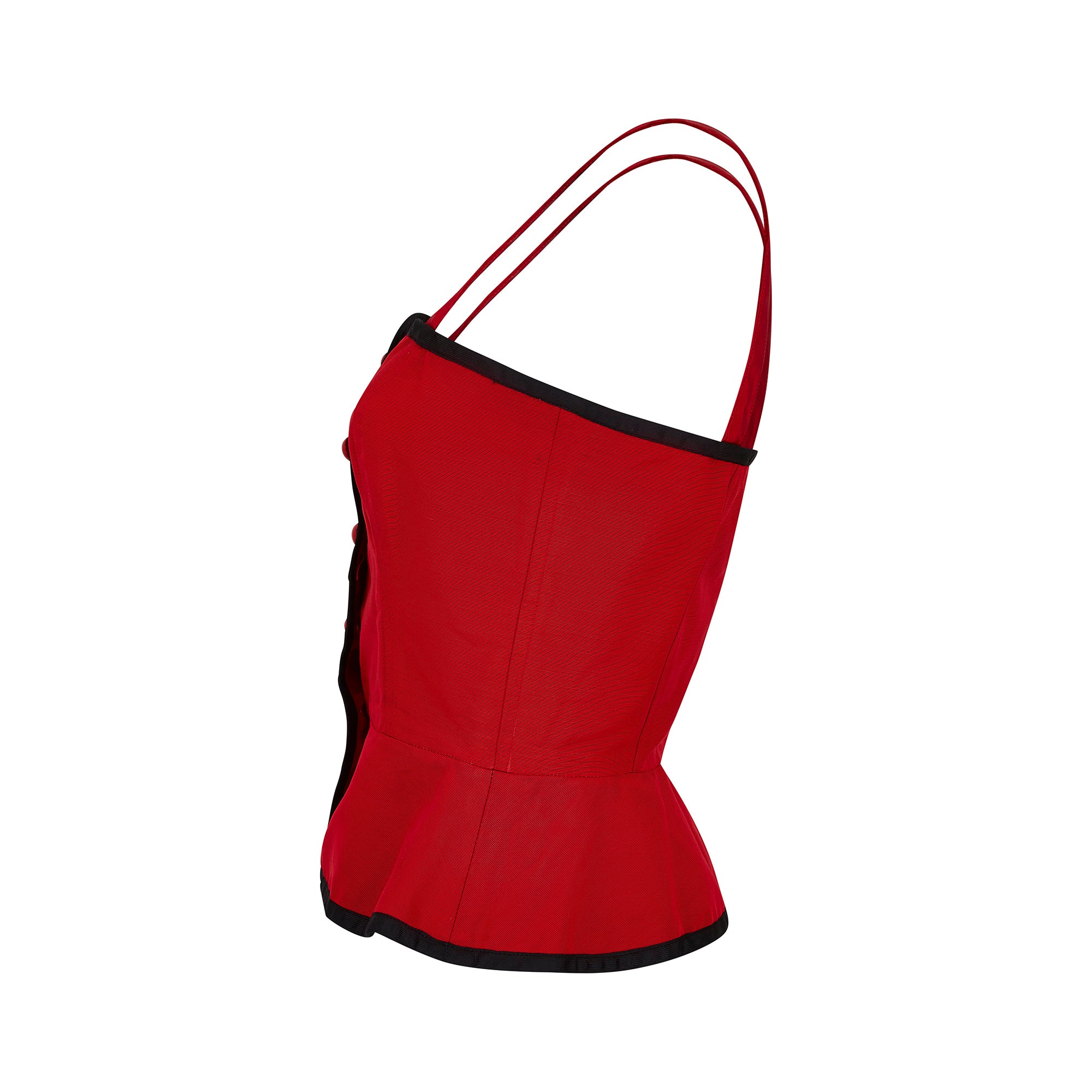 ARCHIVE - 1970s Yves Saint Laurent Red Faille Corset Top