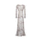 1970s Robert Janan Grey Novelty Print Maxi Dress