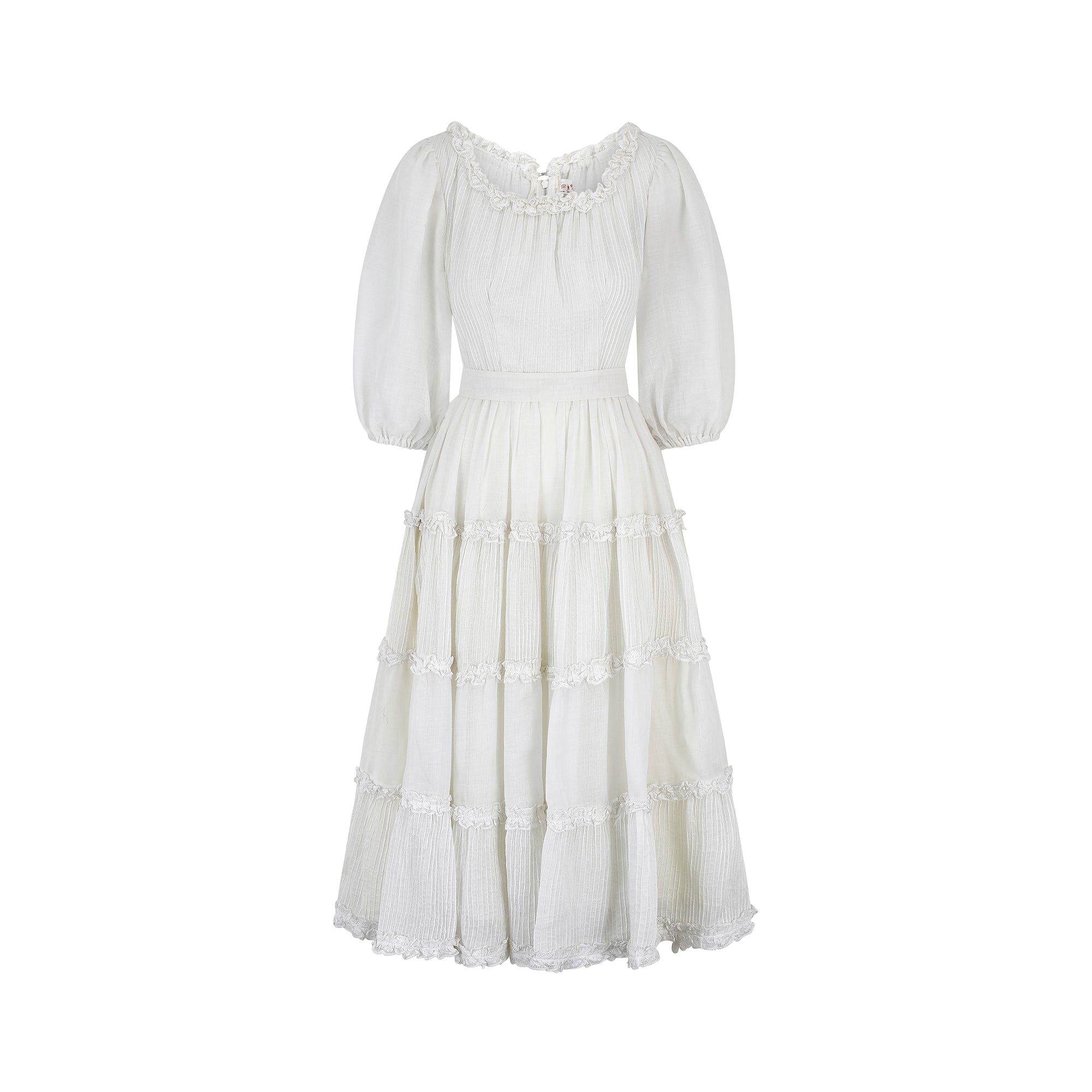 1970s Rodemex Mexican White Cotton Wedding Dress