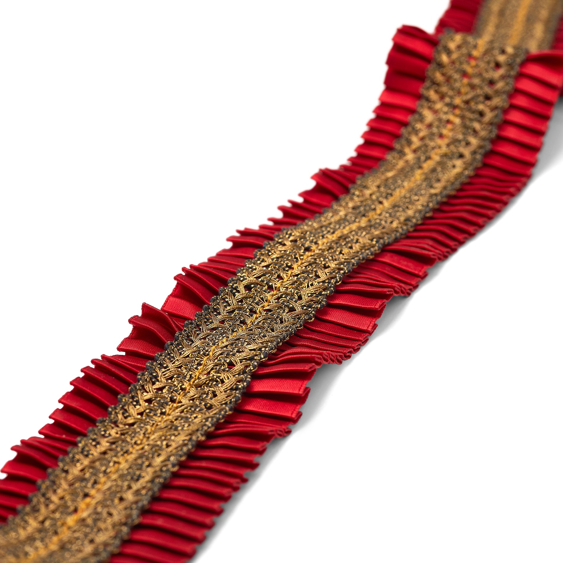1970s Ungaro Accordion Pleat Red Ribbon Belt
