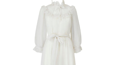 1970s Vera Mont White Georgette Maxi Dress