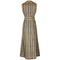 1970s Aled Couture Gold Black and Silver Lame Dress with Oversized Belt