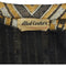1970s Aled Couture Gold Black and Silver Lame Dress with Oversized Belt