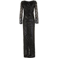 1970s Andre Laug Demi Couture Black Sequin Vintage Dress