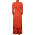 1970s Ann Reeves Boutique Orange Cotton Prairie Maxi Dress