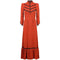 1970s Ann Reeves Boutique Orange Cotton Prairie Maxi Dress