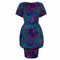 1970s Beautiful Floral Print Linen Tulip Shaped Dress