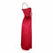 1970s Bill Tice Red Liquid Velvet Ruched Ruffle Maxi Dress