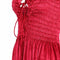 1970s Bill Tice Red Liquid Velvet Ruched Ruffle Maxi Dress