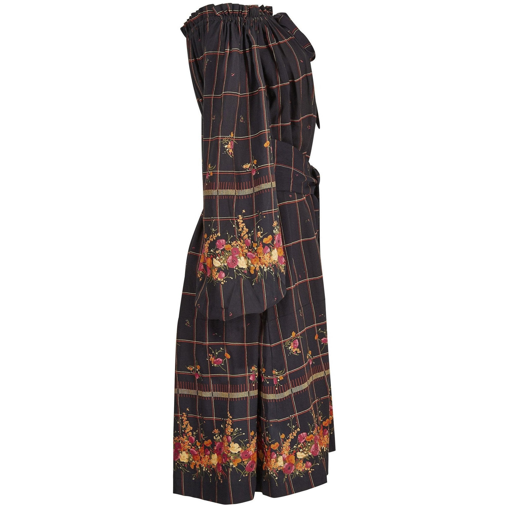 1970s Christian Dior Crepe Smock Dress With Gathered Bardot Neckline