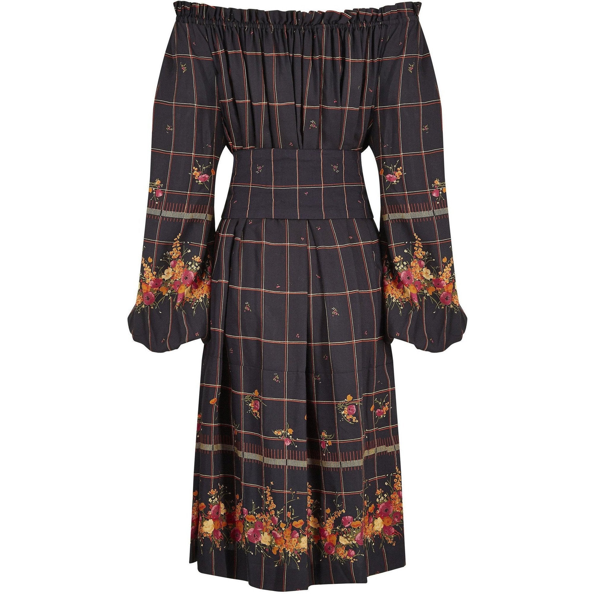 1970s Christian Dior Crepe Smock Dress With Gathered Bardot Neckline