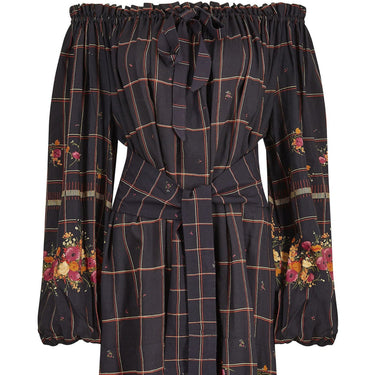 ARCHIVE: 1970s Christian Dior Crepe Smock Dress With Gathered Bardot Neckline