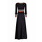 1970s Crissa Black Jersey Knit Wool Ribbed Maxi Dress